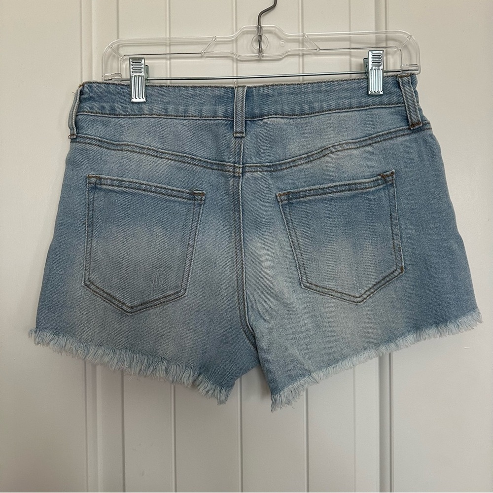 Blue Jean Shorts Distressed Frayed Hem - Picture 4 of 8